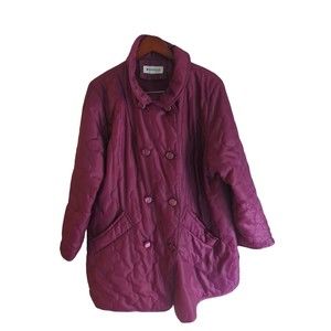 VTG Appleseed's Women's XL Purple Long Quilted Coat Button Up